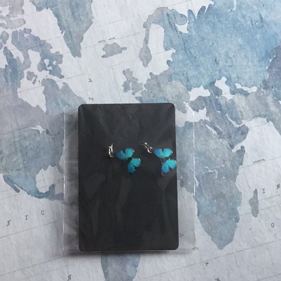 Jewelry - Dangling Handmade Blue/Turquoise Butterfly Earrings